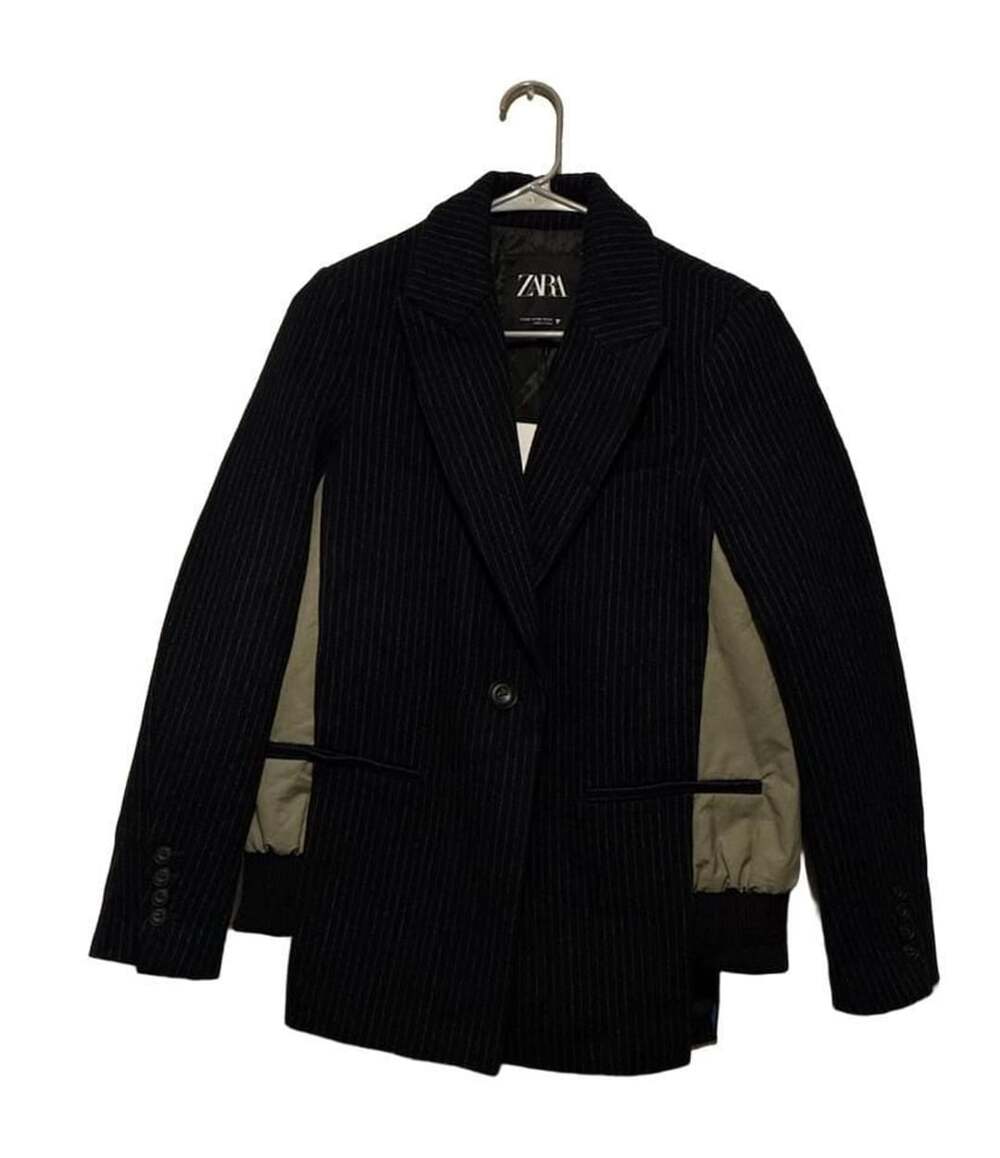 Zara Pinstripe Blazer Size XS Navy Bomber Hybrid Jacket